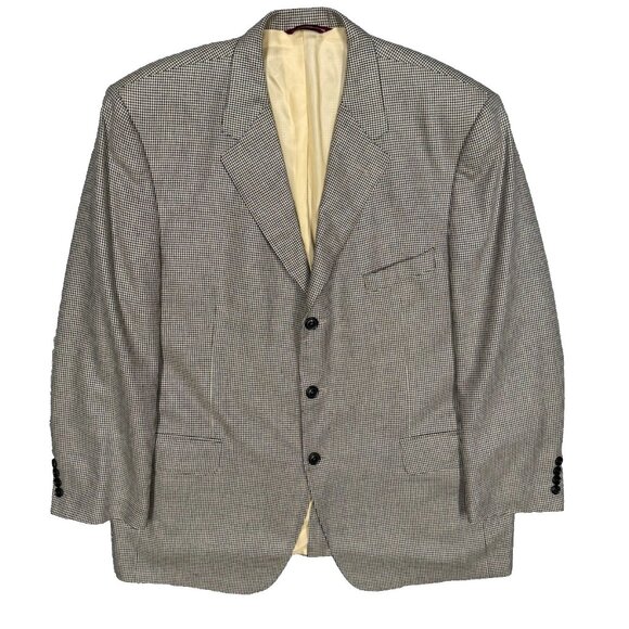 Samuelsohn Other - Vintage Samuelsohn Blazer Houndstooth Silk Wool Sport Coat Beige 46R